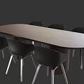 Modern Oval Conference Table with Wooden Top and Black Metal Leg Chairs