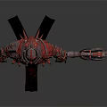 Armored Creature Warrior With Red Black Spiked Armor And Mechanical Weapon Device 3d model