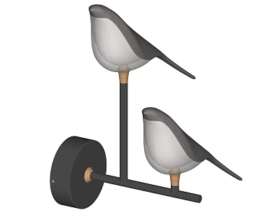 Modern Bird Shaped Wall Lamp With Double Lamp Heads And Black Metal Frame 3d model