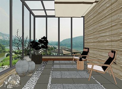 Modern Sun Room 3d model