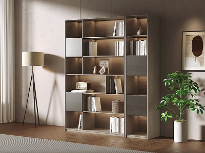 Nordic Bookcase Solid Wood Bookcase 3d model