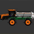 Orange And Black Agricultural Machinery With Large Wheels And Rear Container
