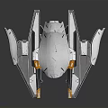 Futuristic Spacecraft With White Silver Body And Red Engine Components For Space Exploration