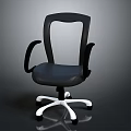 Black Upholstered Office Chair With Ergonomic Arms And White Wheel Base