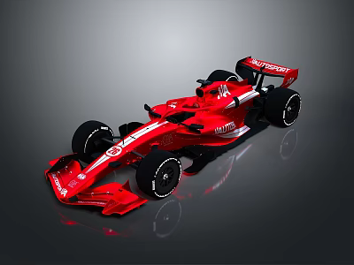 Red Formula Racing Car With Aerodynamic Design And Dragon Sponsor Logo 3d model