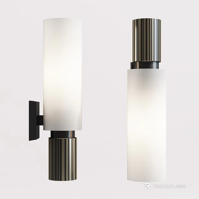 Modern Wall Sconces With White Frosted Glass Shade And Metal Base Design 3d model 