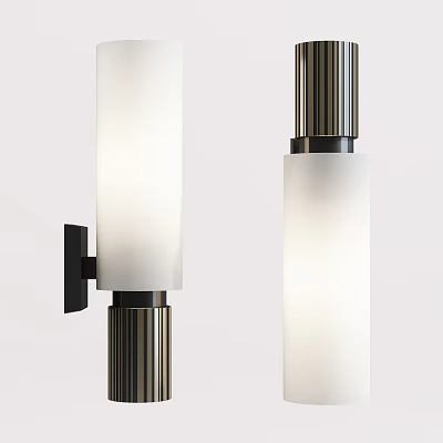 Modern Wall Sconces With White Frosted Glass Shade And Metal Base Design 3d model
