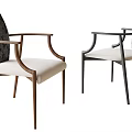 Modern Dining Chairs With Wooden And Metal Frames Fabric Seats And Armrest Design