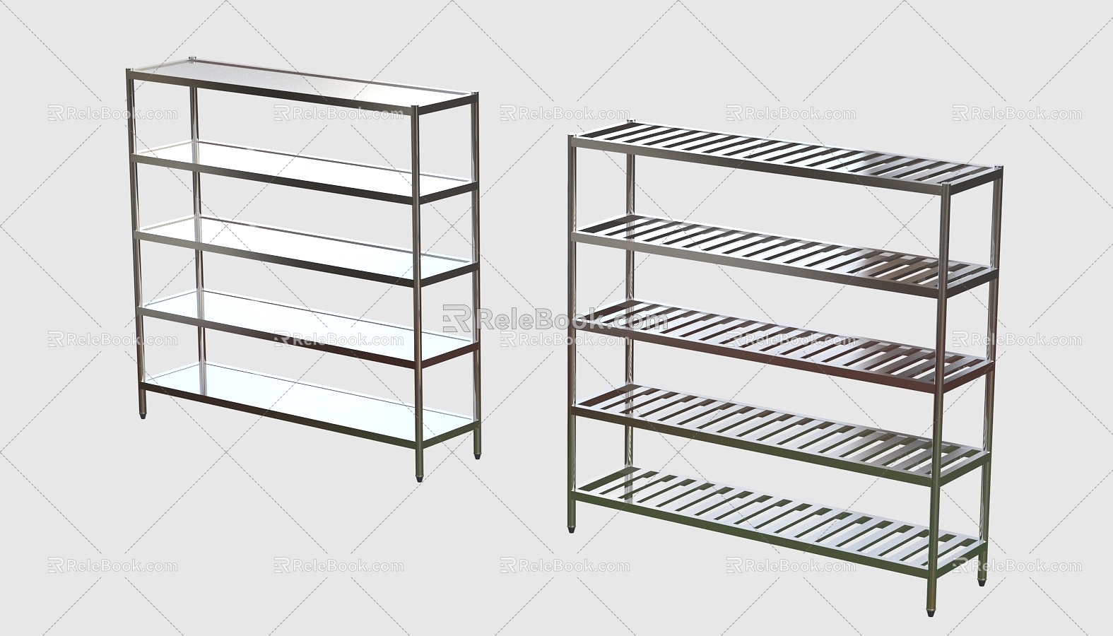 Stainless steel four-layer flat shelf grid shelf 3d model