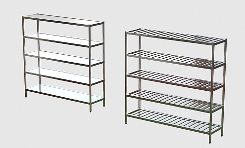 Stainless steel four-layer flat shelf grid shelf 3d model