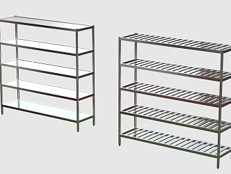 Stainless steel four-layer flat shelf grid shelf 3d model