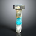 Durable Metal Hex Head Bolt Hardware Tool With Blue And White Coated Threaded Shaft 3d model