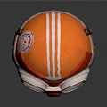 Orange And Red Striped Helmet With Round Goggles In Cartoon 3D Model Style Unique Design
