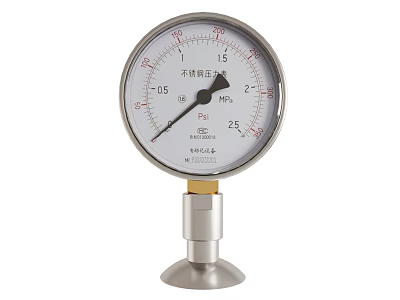 Industrial Pressure Gauge With Stainless Steel Construction Clear Dial And Accurate Pressure Measurement 3d model
