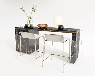 Light Luxury Bar Chair Combination Bar Chair 3d model