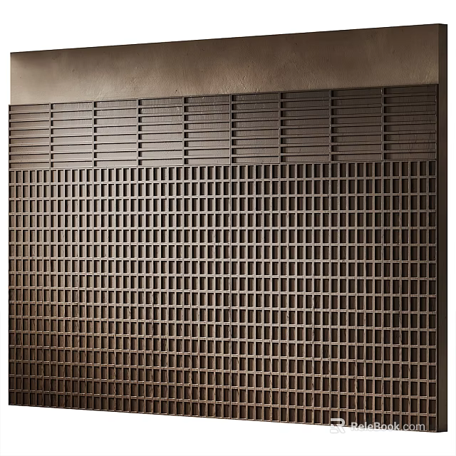 Modern Wooden Background Wall With Grid Pattern For Interior Design 3d model