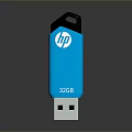 HP 32GB Blue USB Flash Drive with Keychain Hole Portable Storage Device