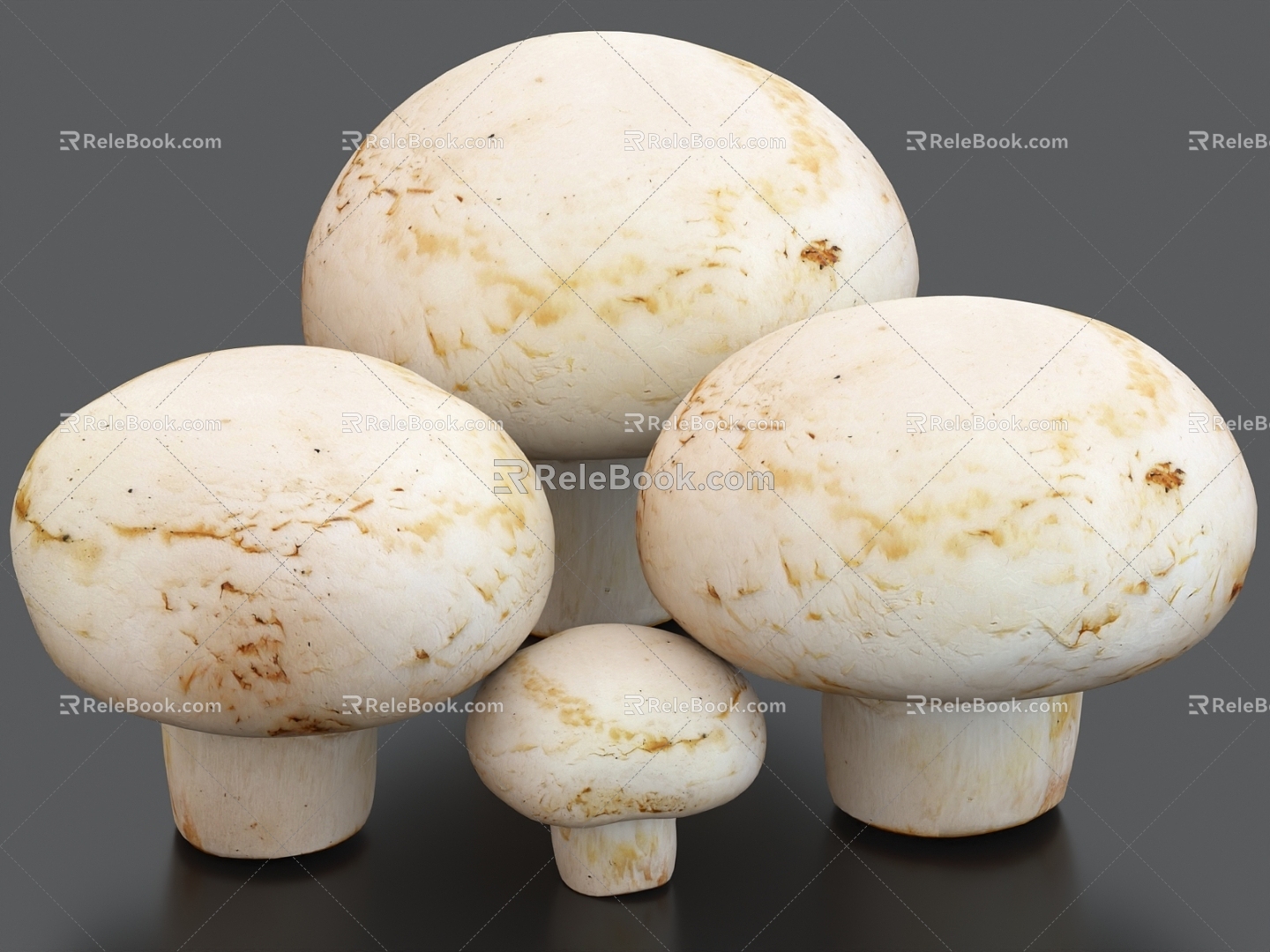 White Mushroom Buttons Mushroom Vegetables 3d model