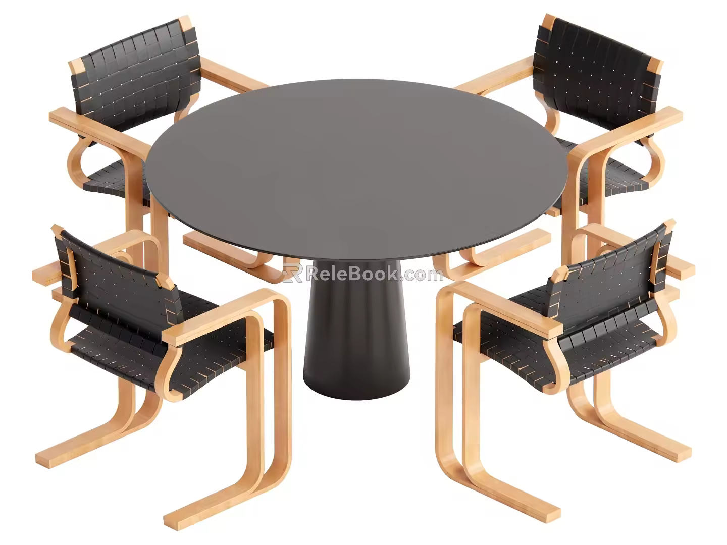 Middle-style dining tables and chairs 3d model