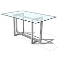 Modern Dining Table With Glass Top And Sleek Metal Legs Design