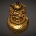 Golden Carved Decorative Ornament Set with Intricate Patterns and Classic Style