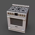 Stainless Steel Gas Range Oven With Glass Door Multiple Burners And Control Knobs For Kitchen 3d model