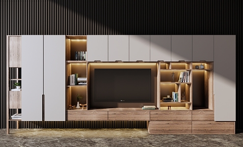 Modern TV background cabinet 3d model