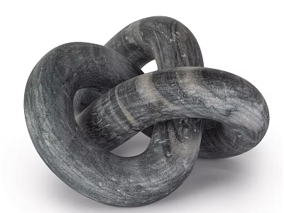 Abstract Decorative Ornament Set Featuring Interlocked Gray White Marble Texture Rings 3d model