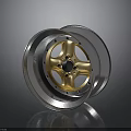 Modern Car Alloy Wheel With Gold Center And Silver Rim Spoke Design