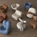 Single Sofa Collection Featuring Various Modern Styles Brown White Blue and Comfortable Design 3d model