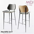 Modern Single Bar Stools Design With Wooden Back Metal Legs And Gray Cushion In Italy