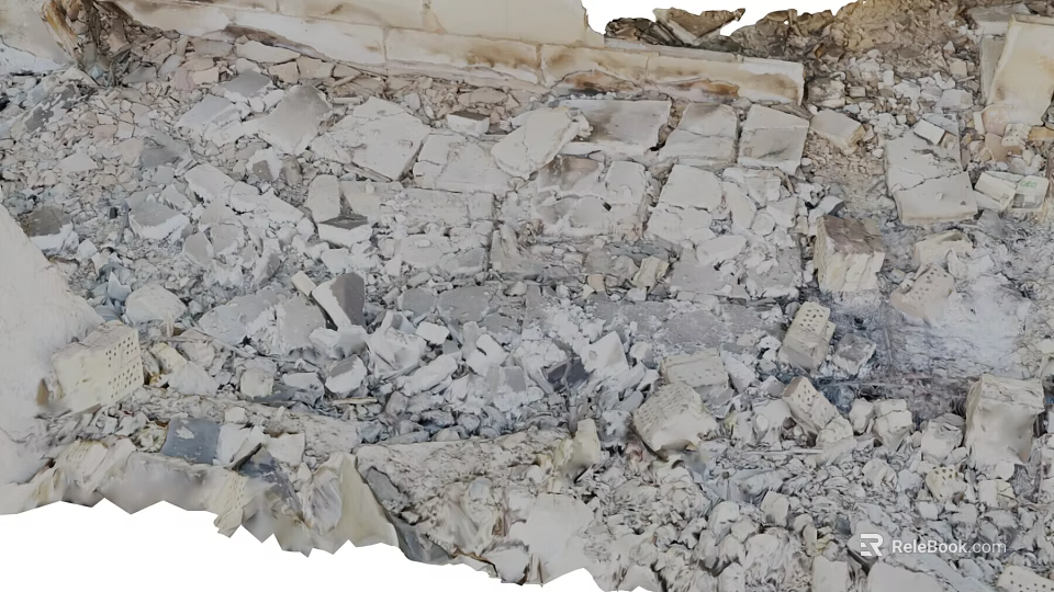Scattered Construction Debris With Small And Large Broken Stones And Concrete 3d model 