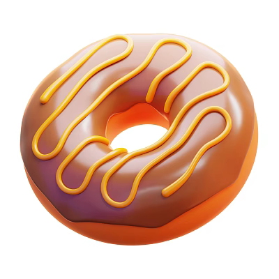 Freshly Made Chocolate Glazed Donut With Bright Yellow Icing Swirls And Shiny Surface 3d model