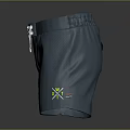 Dark Teal Casual Shorts With White Drawstring Green Side Logo Mesh Material