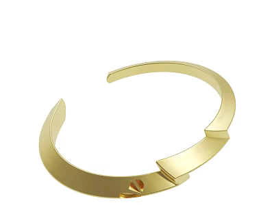 Gold Open Cuff Bracelet With Sleek Metallic Finish And Heart Accent 3d model