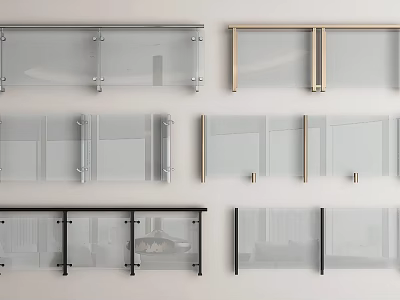 Modern Glass Railing Designs With Various Frame Styles And Transparent Panels 3d model