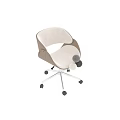 Modern Single Chair With Wooden Frame White Cushion Metal Base And Swivel Wheels