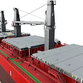 Large Bulk Carrier Ship With Red Hull And Gray Cargo Hatches