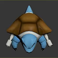 Blastoise Game Character With Blue Cream Body Turtle Shell And Cannon Tubes 3D Render 3d model
