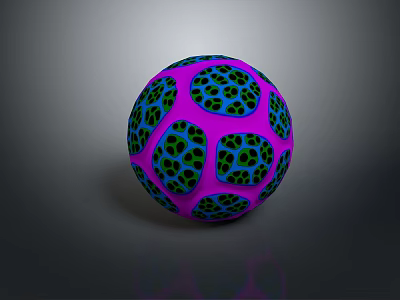Colorful Decorative Sphere With Purple Blue Green Intricate Surface Patterns 3d model