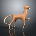Bronze Dog Sculpture In Standing Pose With Curved Tail Design