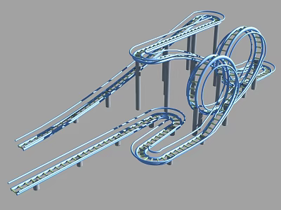 Thrilling Roller Coaster Amusement Ride With Curved Tracks And Support Structures 3d model