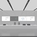 Technology Exhibition Hall With Modern Digital Screens And Interactive Display Exhibits