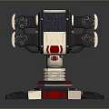 Futuristic Multi Barrel Weapon With Blue Red Glowing Lights And Stable Metallic Base
