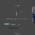 Various Types of Metal Weapons Featuring Barrels Handles and Unique Structural Designs