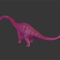 Red Long Necked Dinosaur 3D Model Standing On Gray Background With Detailed Texture 3d model