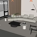 Sofa Coffee Table Combination Multi-person Sofa Coffee Table Single Casual Chair Lazy Sofa Metal Floor Lamp Side Table Jewelry Ornaments 3d model