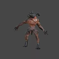 Fierce Game Movie Monster Character With Spiked Head Fanged Mouth And Muscular Body