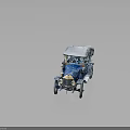 Vintage Blue Convertible Car With White Top Classic Design And Old Fashioned Wheels