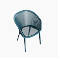 Modern Blue Mesh Single Chair With Curved Armrests And Metal Legs